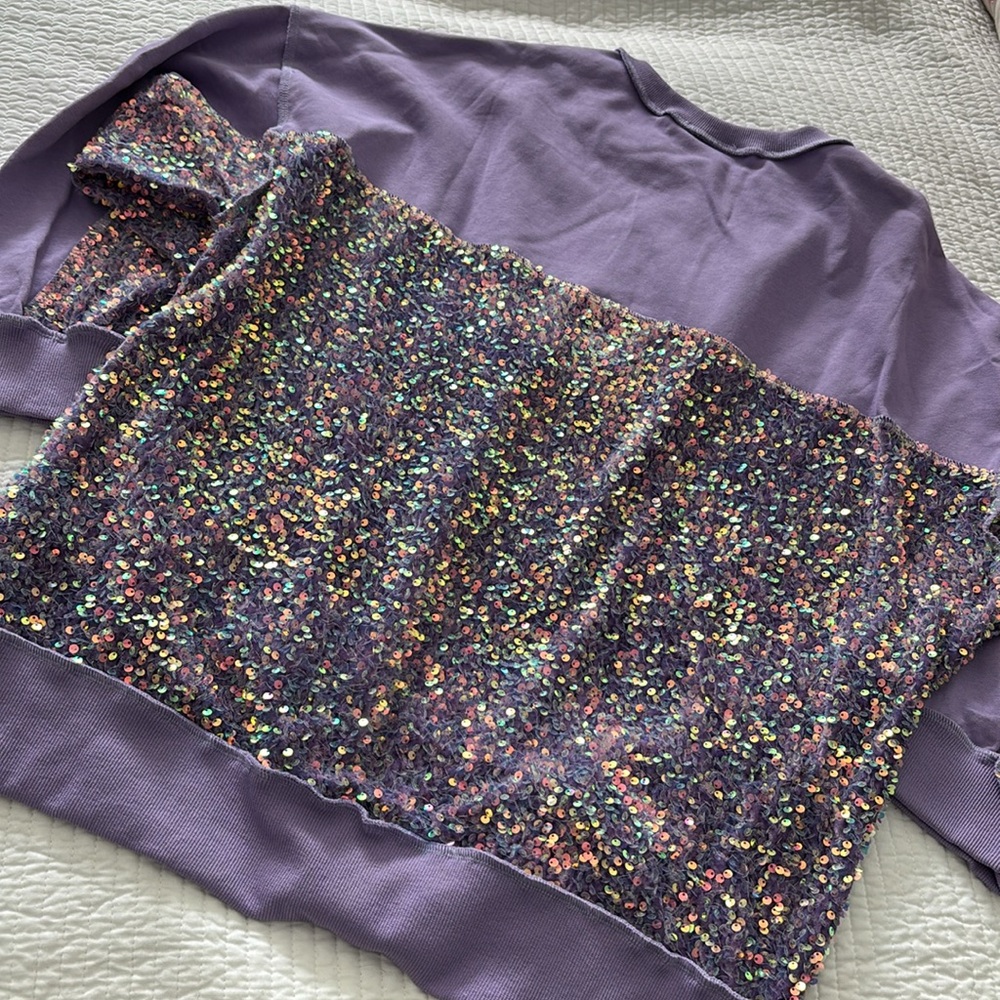 New Peach Love oversizeded sequin sweatshirts L - Picture 7 of 7